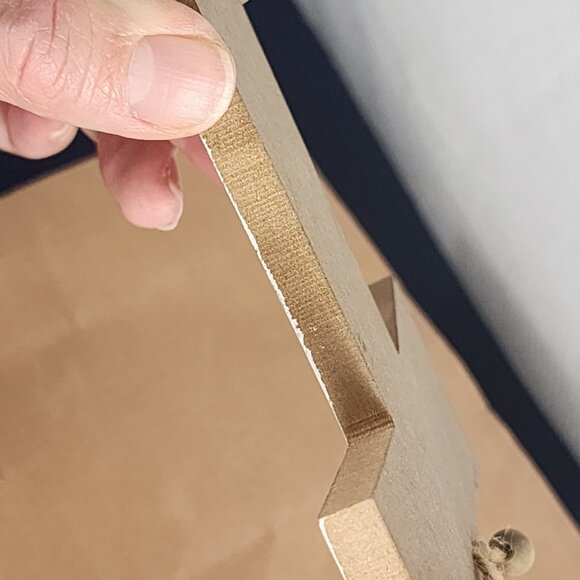 Rustic Whitewash Embossed Particle Board Beaded Faux Wood Love Sign on 8" Cross - Picture 16 of 16